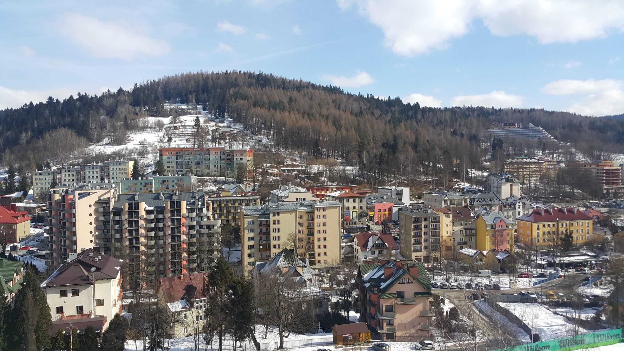 a view from one of the top hotels in Krynica in the Sadecki Beskidy mountains