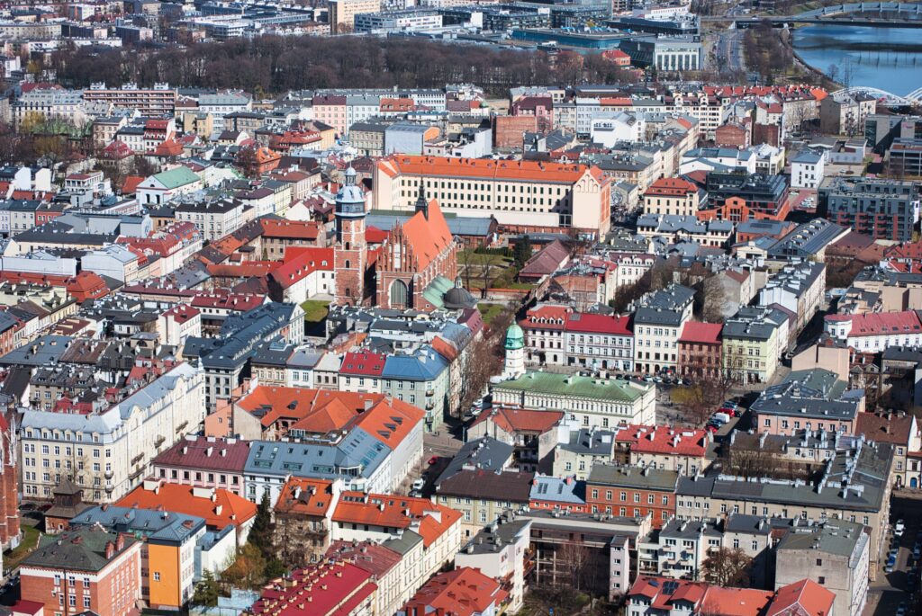 Krakow seen from a bird's eye view, amongst others - the Corpus Christi Church