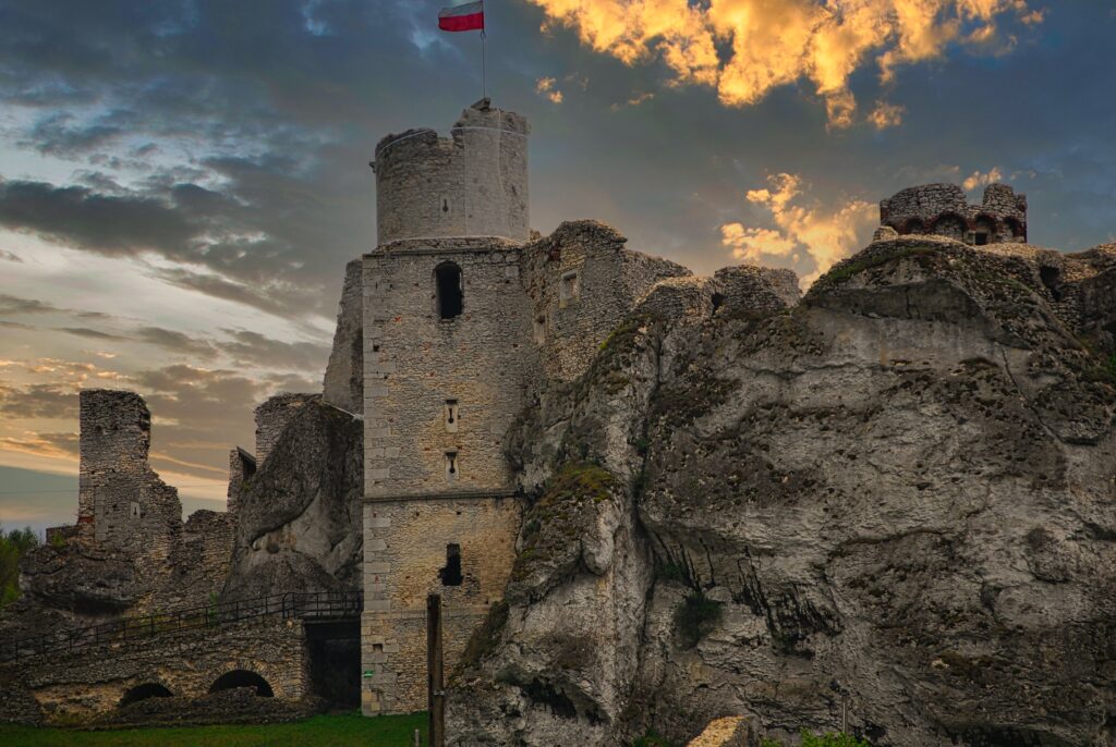 the ruins of the medieval castle built while the era of the Polish king Casimir the Great