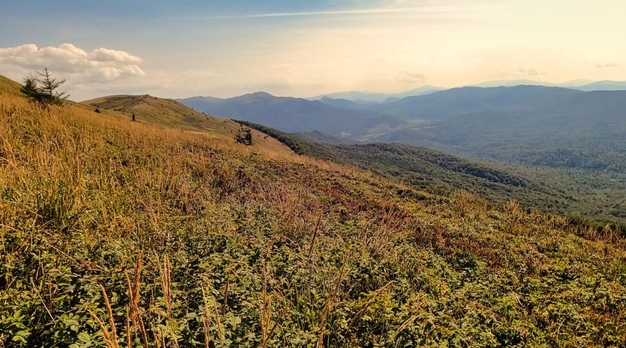 a landscape of the Bieszczady mountains during a stay in cheap hotels in south of Poland