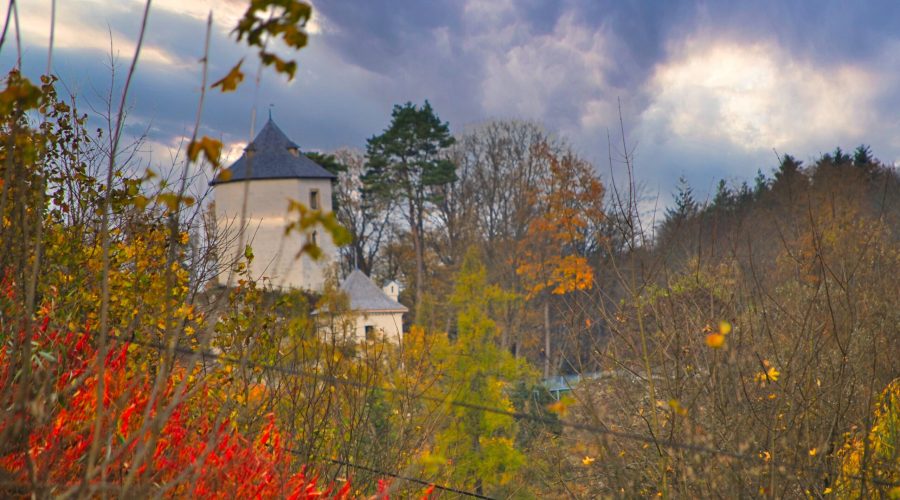 the castle of Ojcow during the autumn stroll