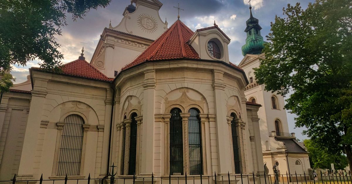 the renaissance cathedral of the Zamosc city during the trip around the Roztocze