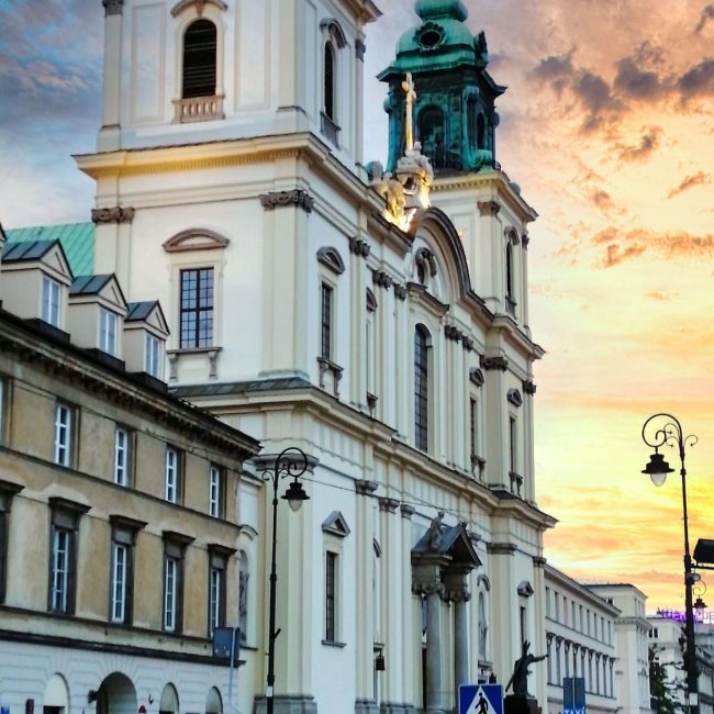 the Holy Cross church in Warsaw at the Krakowskie Przedmiescie street