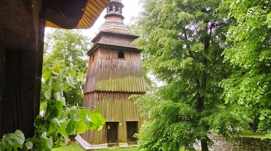 the 19th century wooden peasant architecture in the open-air museum in a settlement of Lipowiec in the Polish Jura
